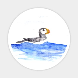 horned puffin Magnet